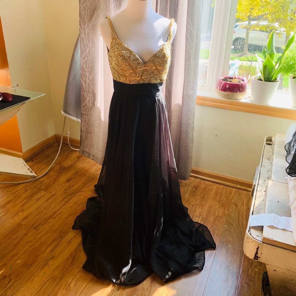 Black And Gold Prom Dress